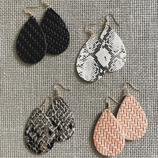 Leather Teardrop Earrings