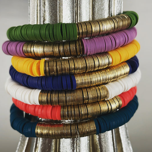 Bohemian Disc Bracelet Sports Team + Gold Accent