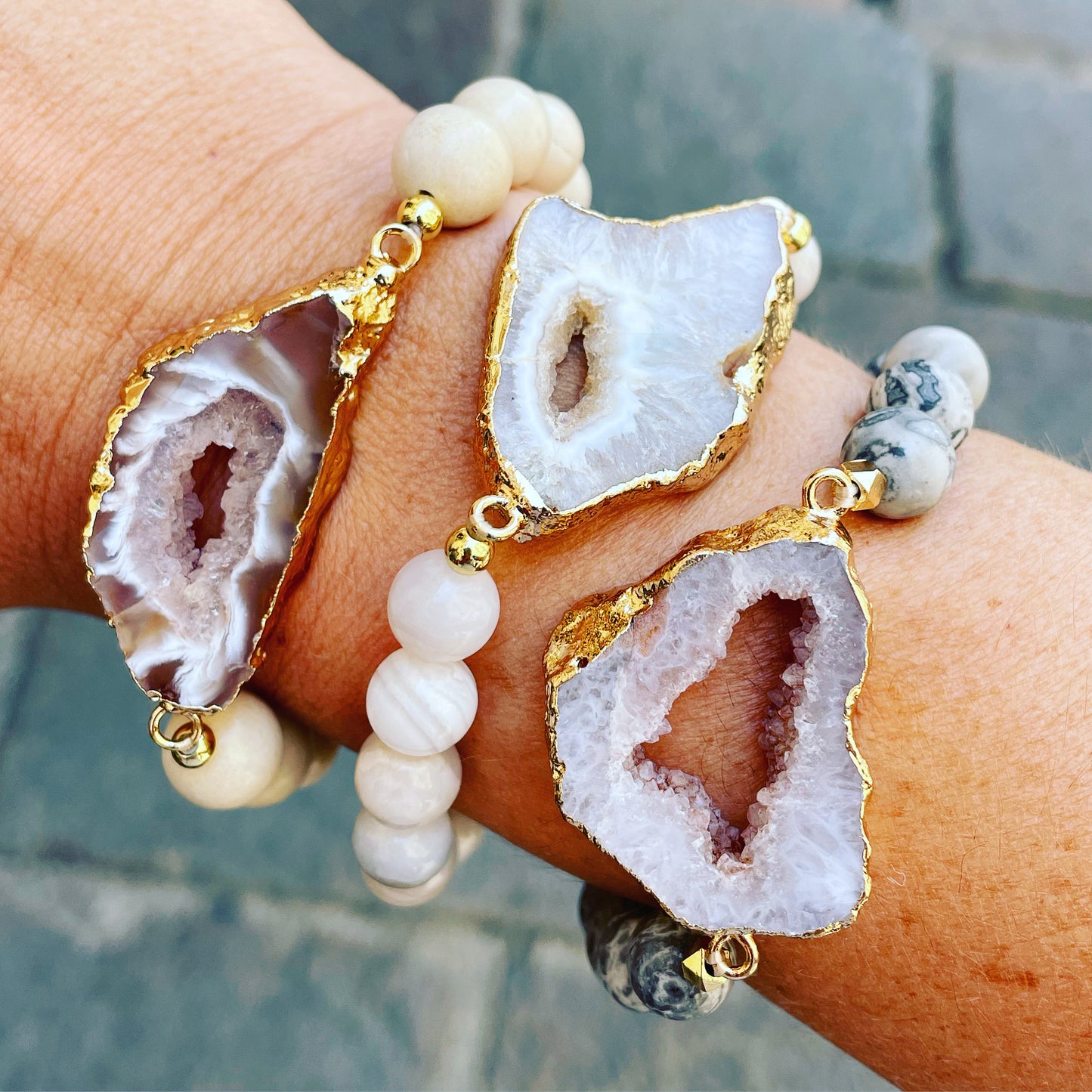 Druzy Stone Bead Bracelet