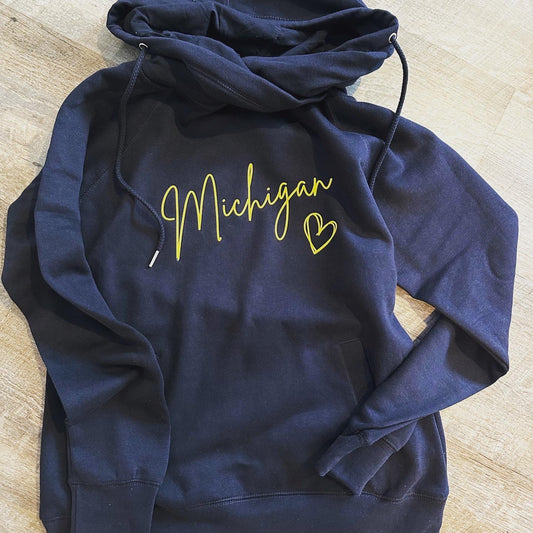 Michigan Blue Script Sweatshirt