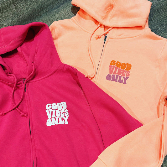 Good Vibes Only Groovy Zip-up Hoodie