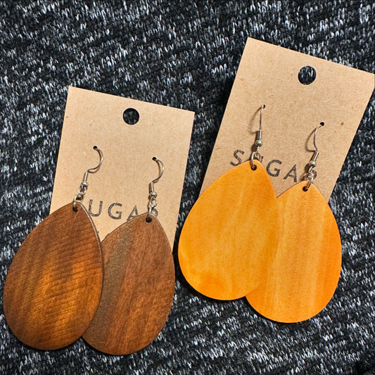 Wooden Teardrop Earrings