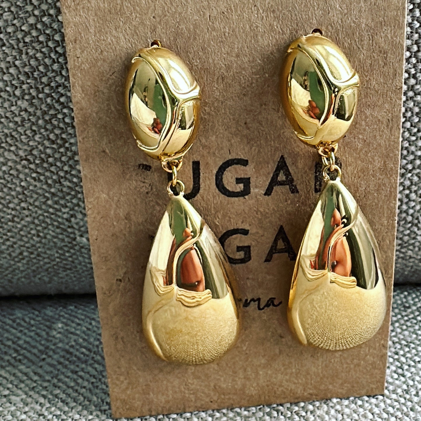 Textured Gold Teardrop Earrings